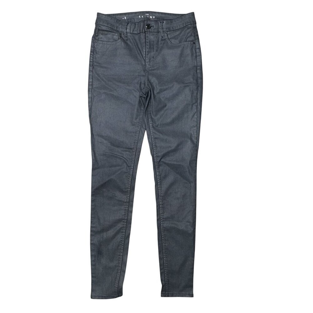 White House Black Market Wax Skinny Jeans Gray Size 2